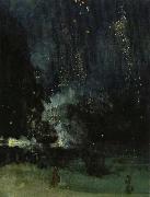 James Abbott Mcneill Whistler nocturne i svart och guld den fallande raketen France oil painting artist